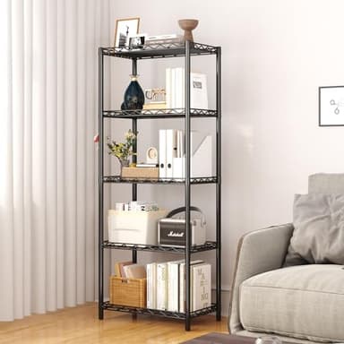 HOMEFORT 5-Tier Wire Shelving 5 Shelves Unit Metal Storage Rack Durable Organizer Perfect for Pantry Closet Kitchen Laundry Organization in Black,21”Wx14”Dx61”H - Image 2