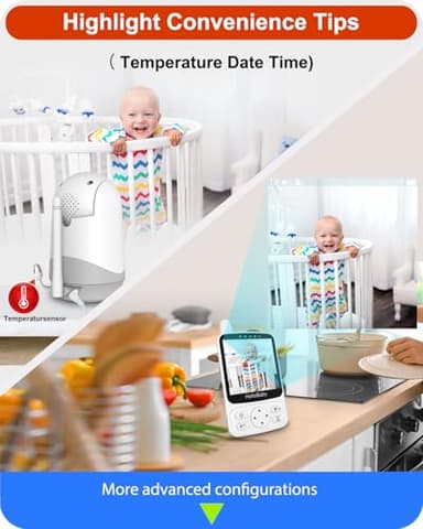 HelloBaby No WiFi Baby Monitor with Voice-Activated Night Vision,4" IPS Camera and Audio, 2-Way Talk and PTZ, 26H Battery and 1000ft Range, Portable for Nursery and Travel - Image 6