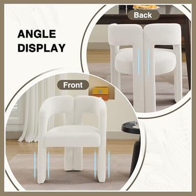 adochr Modern Barrel Dining Chairs Set of 4, Upholstered Linen Dining Room Chair with Wooden Legs, Accent Chairs for Kitchen/Dining Room/Living Room, Beige - Image 7