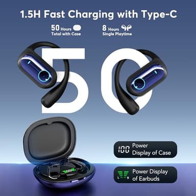 MOZC 168 Languages AI Translation Earbuds, Bluetooth 5.4 Headphones Translator, 4-in-1 Smart Mode Touch Screen Real-Time Earphones Fit iOS and Android Ideal for Travel Business Learning, Deep Blue - Image 2