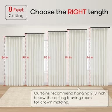 SHINELAND Pinch Pleated Linen Curtains 96 Inch Long 2 Panel Set for Living Room,Sheer Light Filtering Cream Cortinas Elegantes para Sala Modernas 2025 Floor to Ceiling Length Curtains - Image 2