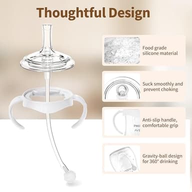 Straw Cup Conversion Kit for Philips Avent Natural Baby Bottles, Sippy Cups Transition Kit with Silicone Straw Top Nipples, Weighted Straw, Bottle Handle, Cleaning Brush for Toddler 6+ Month, 3-Pack - Image 2