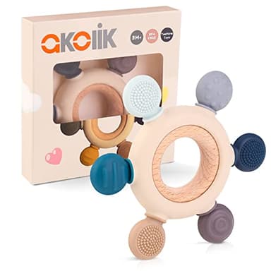 akolik Baby Teething Toys, Teething Relief Toy, BPA Free Baby Chew Toys Infant Toys Newborn Accessories, Teethers for Babies 0-3-6-9-12 Months Old Boys Girls - Image 1