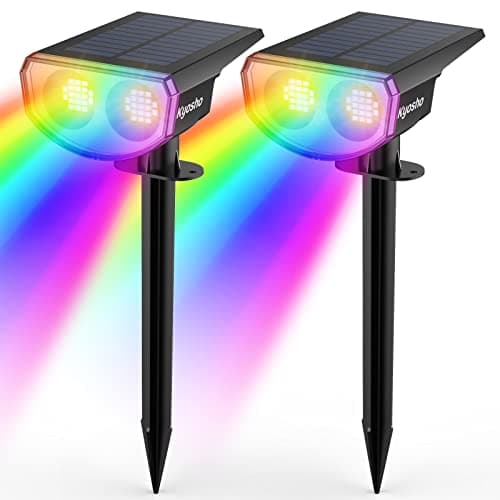 Kyosho Solar Color Spot Lights Outdoor, 9 Lighting Modes Halloween Christmas Lights, 38 LEDs Color Changing Waterproof RGBW Multicolor Tree Pool Solar Spotlight, 2 Pack - Image 1