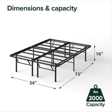 ZINUS SmartBase Heavy Duty Mattress Foundation, 16 Inch Metal Platform Bed Frame, No Box Spring Needed, Sturdy Steel Frame, Underbed Storage, Full - Image 3