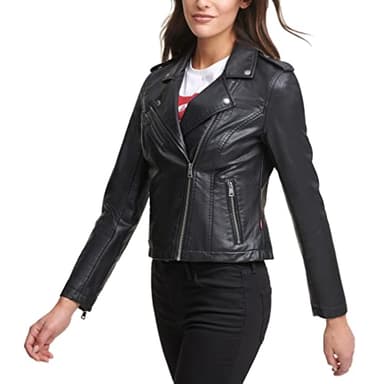 Levi's Women's Faux Leather Moto Jacket (Regular & Plus Size), Classic Black, Medium - Image 3