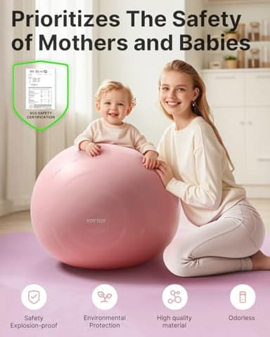 YOTTOY Exercise Ball for Pregnancy,Anti-Burst Yoga Ball for Physical Therapy,Stability Ball for Ball Chair Fitness with Pump (Pink) - Image 4