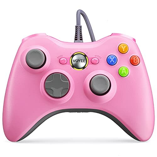 VOYEE PC Controller, Wired Controller Compatible with Microsoft Xbox 360 & Slim/PC Windows 10/8/7, with Upgraded Joystick, Double Shock | Enhanced (Pink) - Image 1