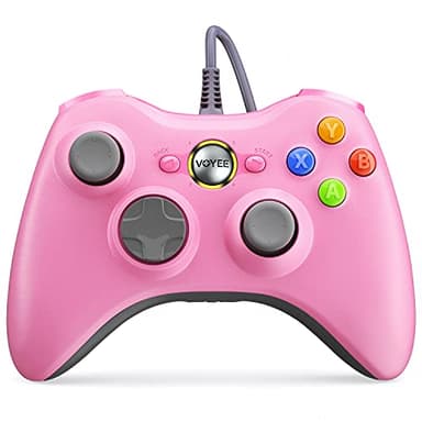 VOYEE PC Controller, Wired Controller Compatible with Microsoft Xbox 360 & Slim/PC Windows 10/8/7, with Upgraded Joystick, Double Shock | Enhanced (Pink) - Image 1