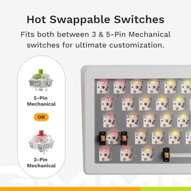 Glorious Gaming - GMMK 3 Custom Mechanical Gaming Keyboard with Knob, 65% Compact Keyboard, Modular Gasket System, Doubleshot PBT Keycaps, Aluminum Switch Plate, Hotswappable Switches, ANSI (White - Image 4