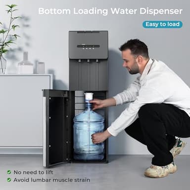 Euhomy Self-Cleaning Bottom Loading Water Dispenser, 3 Temperatures - Cold/Hot/Warm, with Child Lock, Display Light, Suitable for Apartments, Schools, Companies, Black - Image 8