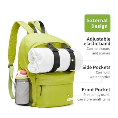 Shukiku 15 Inch Cool Backpack for Woman Man, 3 in 1 Removable, College Travel Daypack, Green Large - Image 7