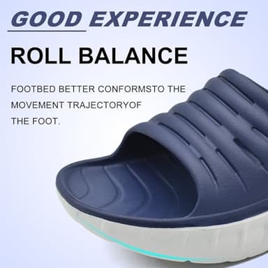 KuaiLu Mens Recovery Sandals Sport Comfortable Arch Support Athletic Cushion Walking Slides Orthopedic Plantar Fasciitis Open Toe Slip On Wide Width Summer Beach Waterproof Slippers Blue White Size 11 - Image 4