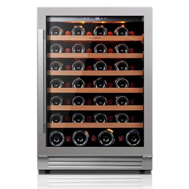 Ca'Lefort 24 Inch Wine Fridge, 54 Bottle Wine Cooler Refrigerator, 40-65°F Wine Refrigerator Glass Door, 3 LED Wine Fridge, Built-in or Freestanding Wine Fridge for Home/Bar/Kitchen (5.65 cu.ft) - Image 1