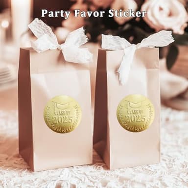 100 x Class of 2025 Stickers, Graduation Favor Gold Foil Stickers, 2025 Graduation Stickers, Senior Stickers, Graduation Announcement, Grad Party Envelope Seals, Embossed Sticker (Gold) - Image 5