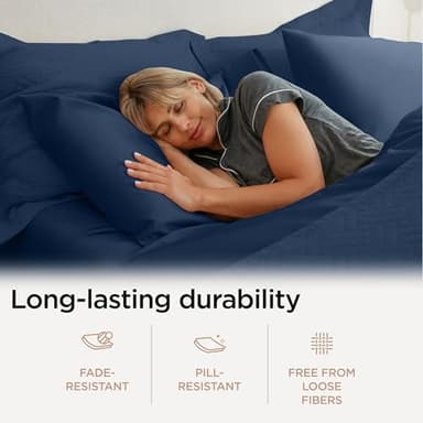 Threadmill Luxury 800 Thread Count King 100% Cotton Sheets - Folkstone Blue Sateen Weave Bed-Sheets, Better Than Egyptian Cotton, 4 Pc Solid Soft Bed Set, Fits 16" Deep Pocket - Image 4