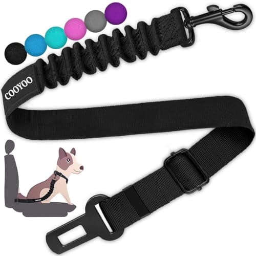 COOYOO Dog Seat Belt, Durability Retractable Dog Car Harness Adjustable Dog Seat Belt for Vehicle Nylon Pet Safety Seat Belts Heavy Duty & Elastic (1 Pack Black) - Image 1