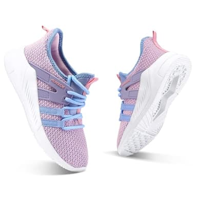 RUNSIDE Boys Girls Tennis Shoes Kids Lightweight Breathable Sneakers Lace-up Running Athletic Shoes for Toddler/Little Kid/Big Kid Purple - Image 2