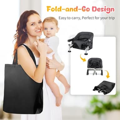 Toogel Hook on High Chair: Portable & Foldable High Chair for Babies & Toddlers 6-36 Months, 37 lbs, Black - Image 5