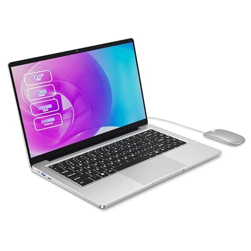 Laptop Computer, 14 inch Laptop Dual-Core Cerelon N4000 6GB RAM 128GB SSD Portable Laptop, 1366x768 IPS Display Fanless Design Laptop PC, WiFi 2.4/5G, BT 5.0, USB 3.0, Mini HDMI, Include USB-C Hub