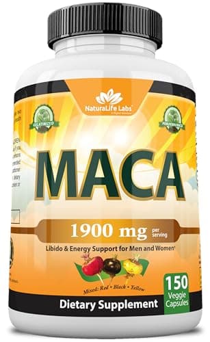 Organic Maca Root – Black, Red & Yellow – 1900 mg per Serving – 150 Capsules – Gelatinized Peruvian Maca – Non-GMO, Gluten-Free, Vegan - Image 1
