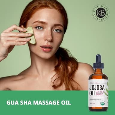 Kate Blanc Cosmetics Jojoba Oil for Softer Hair & Smoother Skin. Gua Sha Oil for Face & Dermaplaning (2oz, Organic, 100% Pure, Natural) - Image 3
