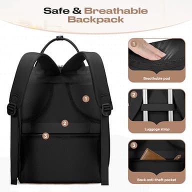Maelstrom Travel Backpack for Women Men,Laptop Backpack Fits 15.6-17.3 Inch Laptop, Nurse/Teacher/Work Bag with Insulated Lunch Box,Water Resistant Carry On Backpack,Black - Image 6