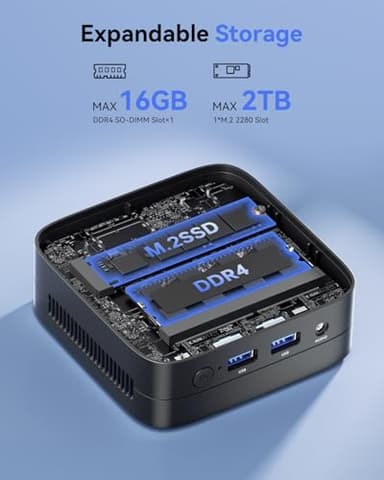 KAMRUI Essenx E1 Mini PC, 16GB DDR4 RAM 512GB M.2 SSD, Mini Computer Twin Lake N150 (Beat N100/N95,up to 3.6GHz), Desktop Computer Dual 4K, Ethernet, WiFi, Bluetooth for Business, Office, Home - Image 6