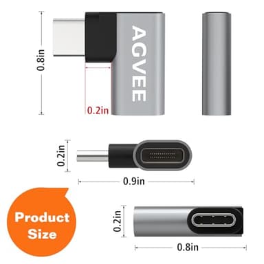 AGVEE 4 Pack Side Angle 90 Degree USB-C Male to USB-C Right Angled Female Adapter (Type-C 3.2 Gen 2) Converter Video Type-C 10G Data Extension Coupler Converter Connector, Black - Image 6