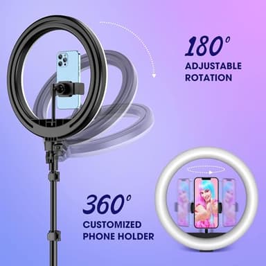 TODI 12" RGB Ring Light with 63" Tripod Stand, 3 CCT Mode and 39 Color Mode Selfie RingLight with Stand, 2-in-1 LED Ring Light with Selfie Remote, for Makeup, Live Stream - Image 5