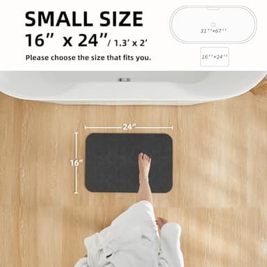 Bath Mat, Bathroom Rugs Non Slip Washable Thin Absorbent Quick Dry Bath Mat Fits Under Door Bathroom Floor Mat Perfect for Bath, Shower, or Sink 16"x24" Dark Grey - Image 2