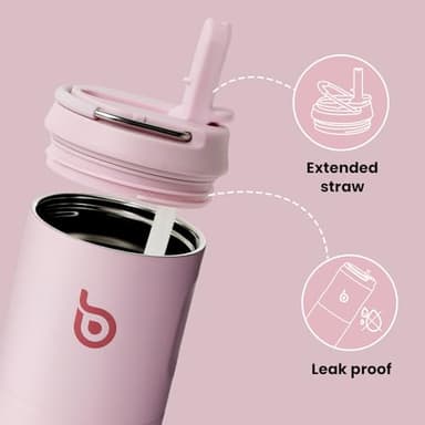 BOTTLE BOTTLE Insulated Water Bottle 24oz with Straw Lid and Handle for Sports Travel Gym Stainless Steel Water Bottles Double-Wall Vacuum Metal Leak Proof BPA-Free (Light Pink) - Image 4