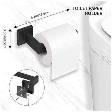 20-Pieces Matte Black Bathroom Accessories Set, 23.6 Inch Bath Towel Bar Set, SUS 304 Stainless Steel Bathroom Hardware Set, Towel Racks for Bathroom Wall Mounted. - Image 5