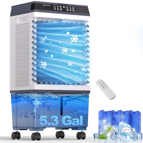 SUNGDOGIN 32inch Swamp Cooler Air Conditioner,Cooling Fan for Room Garage Patio,1800CFM Portable Evaporative Air Cooler，5.3 Gal Water Tank,3 Speeds,4 Ice Boxes,12H Timer,Remote - Image 1