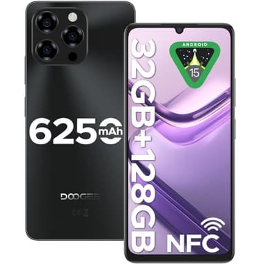 DOOGEE Note 58 Android 15 Unlocked Cellphone,32GB+128GB/2TB Expand Cell Phone with 6.75" HD+ Waterdrop Screen, 6250mah Battery,4G Dual Sim Unlocked Smartphone,Widevine L1/NFC/OTG/Face Unlock, Black - Image 1