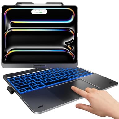 typecase Touch Case with Keyboard for iPad Pro 13-inch(M4, 2024), iPad Air 13-inch(M3, 2025/M2, 2024) & iPad Pro 12.9(6th/5th/4th/3rd Gen), Trackpad, 360° Rotatable, 11-Colors Backlit, Midnight Gray - Image 1