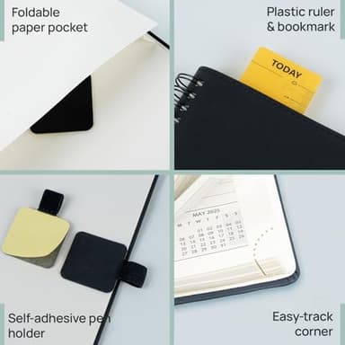 POPRUN Planner 2025-2026 (Large - 8.5'' x 10.5'') Academic Weekly Calendar (July 2025 - June 2026) with Hourly Time Slots, Monthly Tabs, 100GSM Thick Papers, Spiral Leather Cover - Green - Image 6