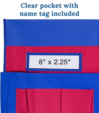 Carson Dellosa 12-Piece Chairback Buddy Pocket Chart Chair Set, 15" W x 19" H Desk Buddy Pocket Organizer With Name Tag, Back of Chair Organizer for Classroom Supplies, Chair Pockets for Classroom - Image 4