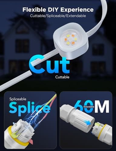 Govee Permanent Outdoor Lights Pro, 200ft with 120 RGBIC LED Lights for Daily and Accent Lighting, 75 Scene Modes for Outdoor Decor, IP67 Waterproof, Works with Alexa, Google Assistant, Matter, White - Image 8