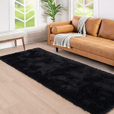 Merelax Soft Fluffy Rugs for Bedroom Living Room, 2x6 Hallway Runner Rugs, Furry Shag Bedside Area Rug Indoor Accent Floor Carpet, Plush Fuzzy Rug for Dorm Nursery Kids Room Decor, Black - Image 7
