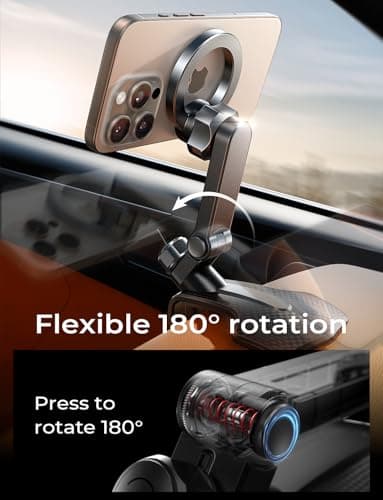 LISEN for iPhone 17 Air for Magsafe 360 Degree Car Phone Holder, Dashboard Holder, Magnetic Holders for Car Dash, Clip Cell Cars Holders for Your Rearview Mirror, for iPhone 17 Pro Max 16 15 14 13 12 - Image 4