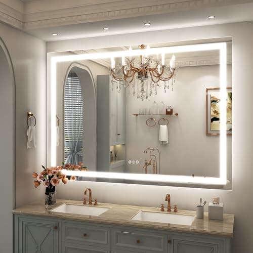 ODDSAN 55x40 inch Large LED Mirror for Bathroom, Lighted Vanity Mirror for Wall, Dimmable, Anti-Fog, Shatter-Proof, ETL Listed (Front Lights + Backlit) - Image 1