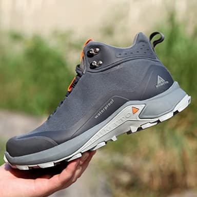 HUMTTO Men's All-Terrain Waterproof Hiking Boots Lightweight Breathable Outdoor Ankle Boots Trekking Hiking Shoes 9.5 Grey - Image 7
