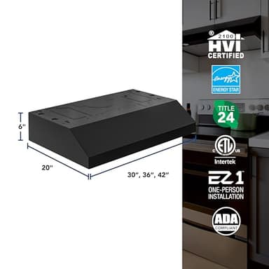 Broan-NuTone 36-Inch Under Cabinet Range Hood, ENERGY STAR, 350 Max Blower CFM, Black - Image 6