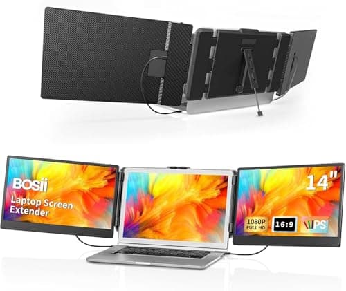 BOSII Laptop Screen Extender Monitor - 14 Inch Triple IPS FHD 1080P HDMI/USB-A/Type-C Extended Portable Monitor for Laptops (Maximum Length: 15.74") Compatible with Windows Mac Travel Work - Image 1