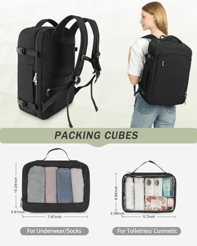 Travel Backpack for Women Men, 40L Carry on Flight Approved Backpack, Personal Item Travel Bag with Multi-Pockets, Waterproof Travel Bag Fits 17 Inch Laptop, Gift for Weekender, College, Work, Black - Image 5
