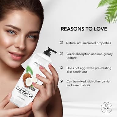 Majestic Pure Fractionated Coconut Oil - Relaxing Massage Oil, Liquid Carrier Oil for Diluting Essential Oils - Skin, Lip, Body & Hair Oil Moisturizer & Softener - 16 fl oz - Image 5