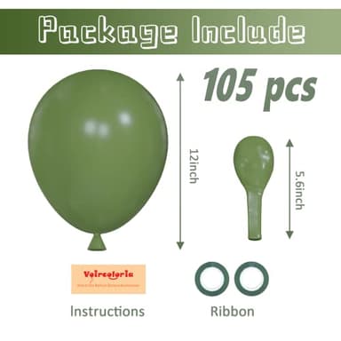 Voircoloria 105pcs Sage Green Balloons 12inch Olive Green Balloons for Birthday Graduation Baby Shower Wedding Anniversary New Year Party Decorations - Image 3