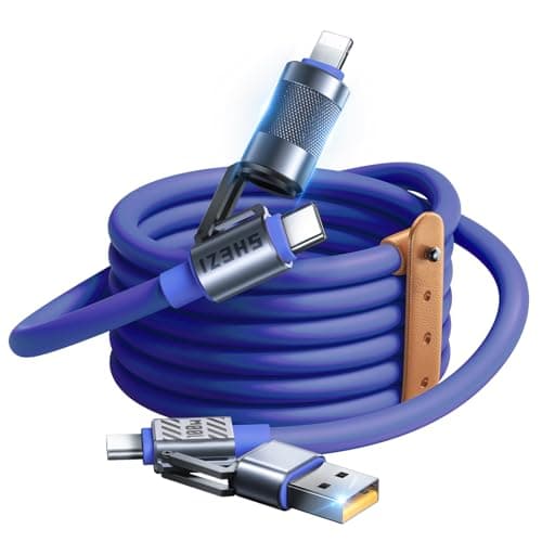 Vexipia 4 in 1 USB C Cable Lightning Cable,100W Fast Charging & Data Transfer,iPhone iPad Charger Cord with Lightning/Type C/USB A for iPhone 16/15/Macbook,IPad,5FT Blue [SHEZI Series] - Image 1