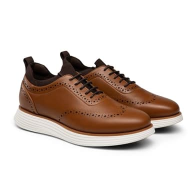Bruno Marc Men's MaxFlex Dress Sneakers Oxfords Casual Wingtip Brogue Shoes,Size 8,Light Brown-Pu,SBOX2326M - Image 3